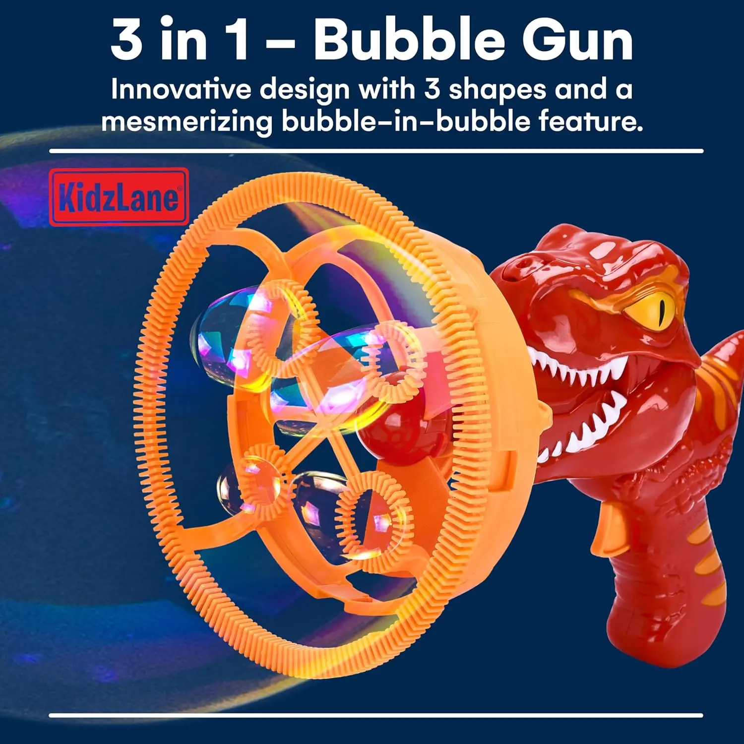 Dinosaur Bubble Gun Blower Toy, Bubble Machine with Solution Refill, Outdoor Toy for Kids, Boys, Girl, Party, Summer,Outdoor, Birthday