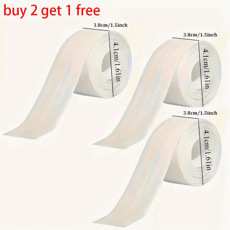 Self-Adhesive White Caulk Tape - 1/3 Roll PE Invisible Sealant Strip with Strong Adhesion, Waterproof, Easy-to-Apply for Bathroom Accessories, Kitchen Edge Protection, Adhesive Strips Waterproofers, Seal Strip Waterproofers,home essentials