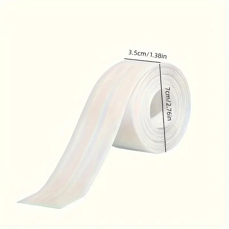 Self-Adhesive White Caulk Tape - 1/3 Roll PE Invisible Sealant Strip with Strong Adhesion, Waterproof, Easy-to-Apply for Bathroom Accessories, Kitchen Edge Protection, Adhesive Strips Waterproofers, Seal Strip Waterproofers,home essentials