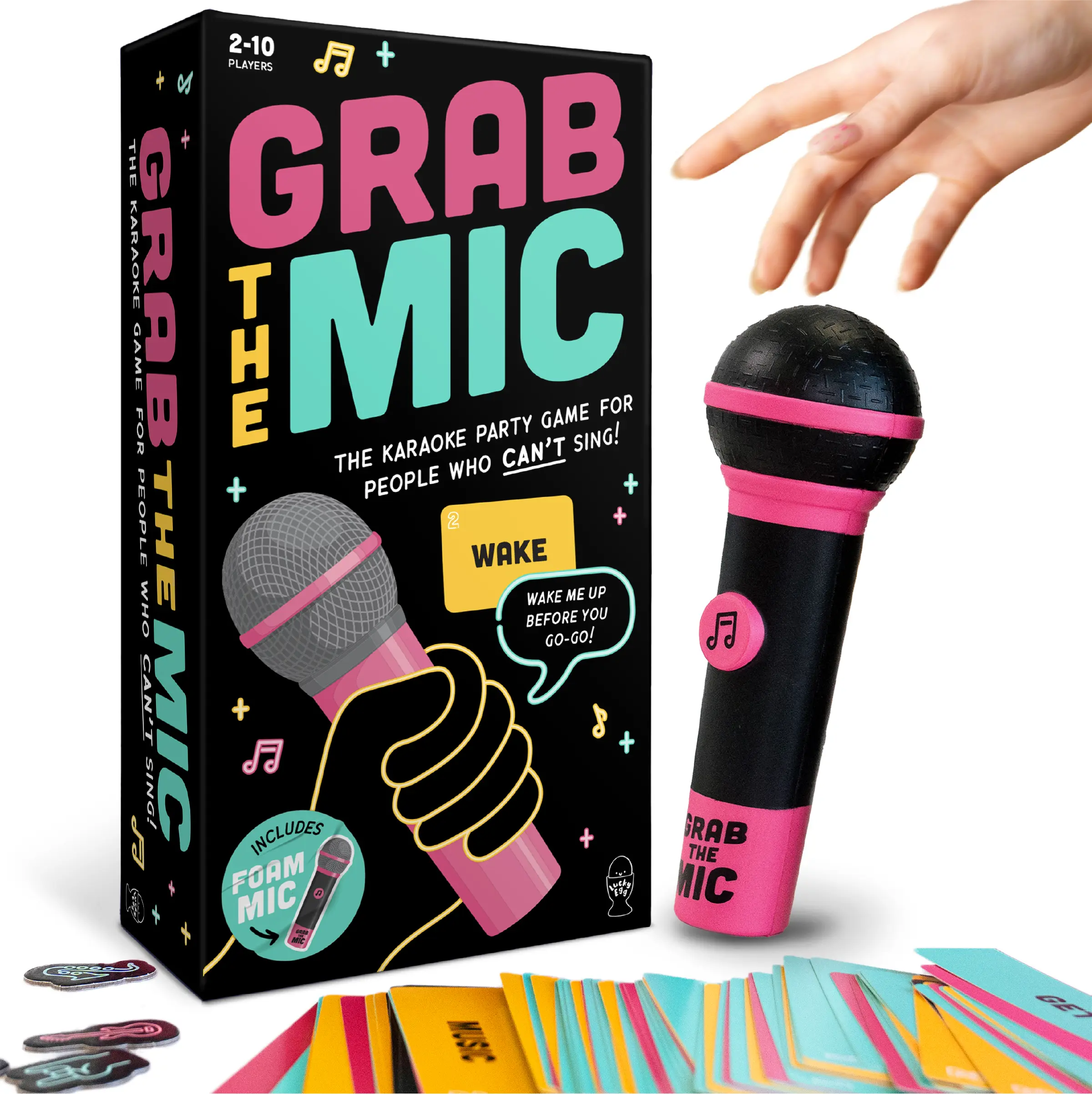 Grab The Mic Karaoke-Style Game with Foam Microphone 125 Word Cards Game Board Player Tokens & Easy Instructions for Non-Singers