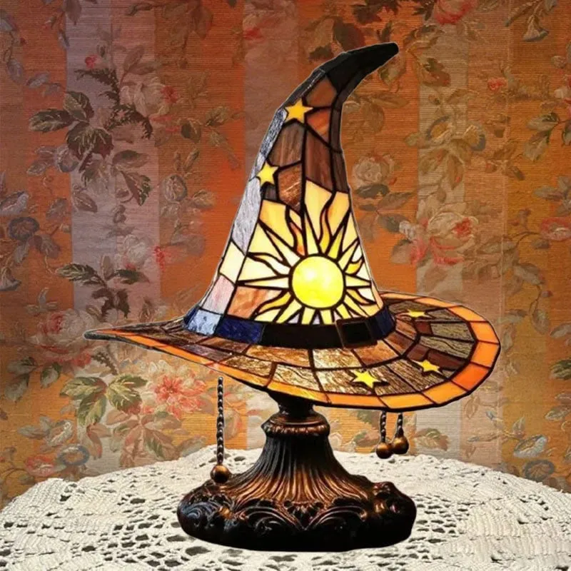 🔥Exclusive Limited Item 👍🔥50%OFF♠️Witch Hat Night Light & Stained Glass Witch Hat Lamp🎁