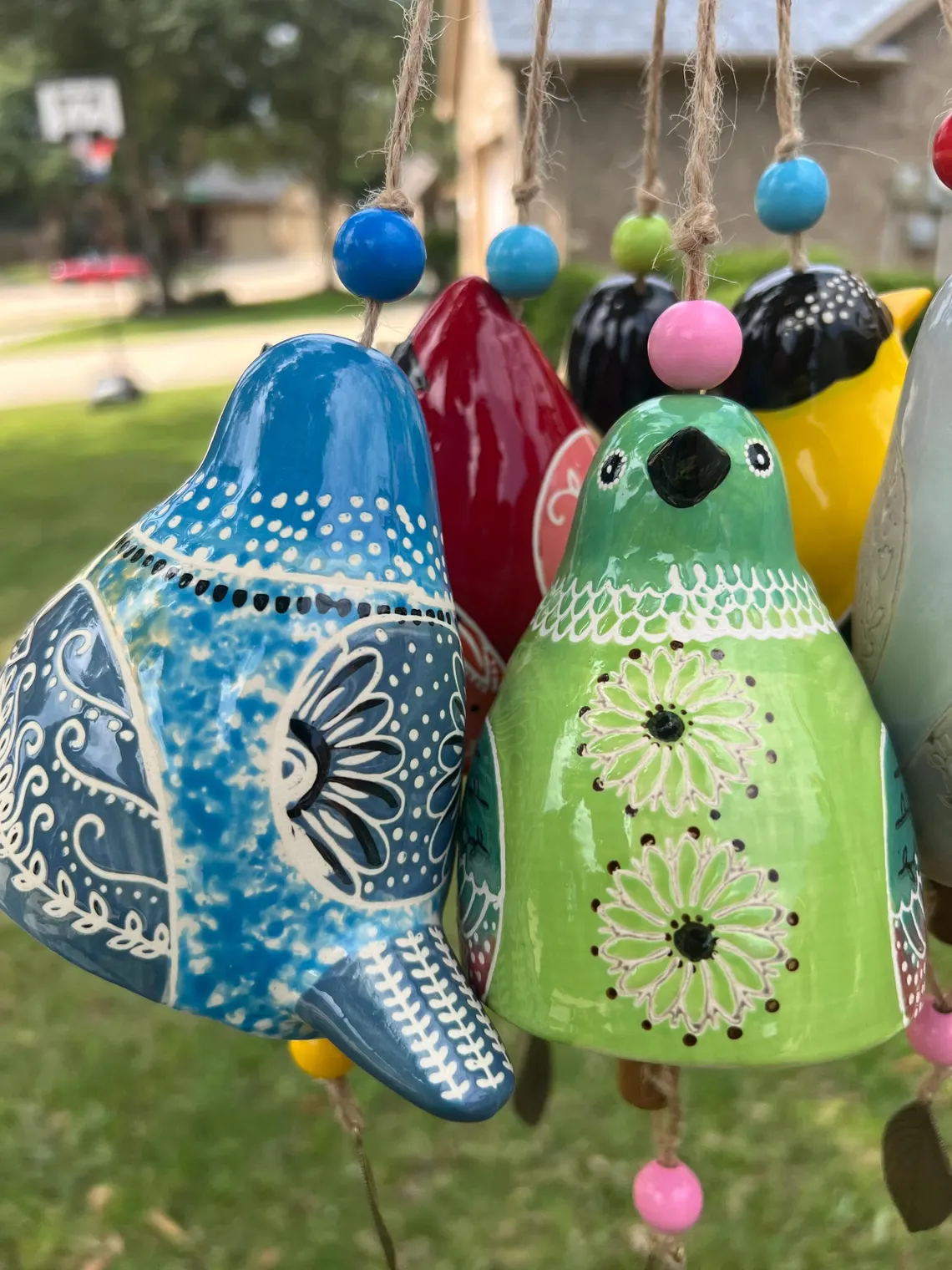 Ceramic Bird wind chimes 5" wide.