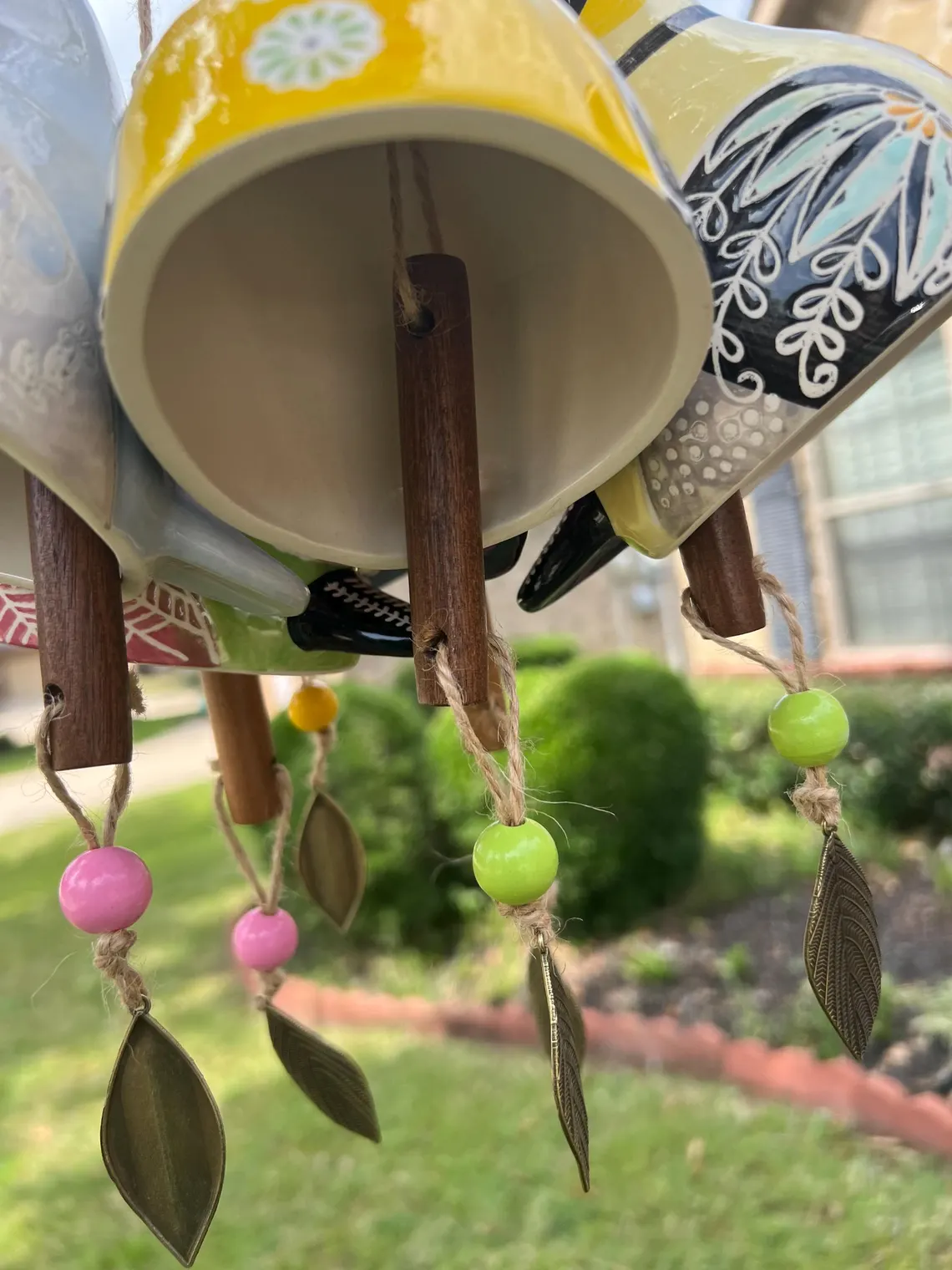 Ceramic Bird wind chimes 5" wide.
