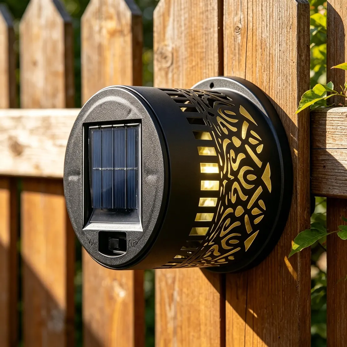 Solar Mandala Wall Light Outdoor Garden Fence Projector Lamp Patio Ambient Decor