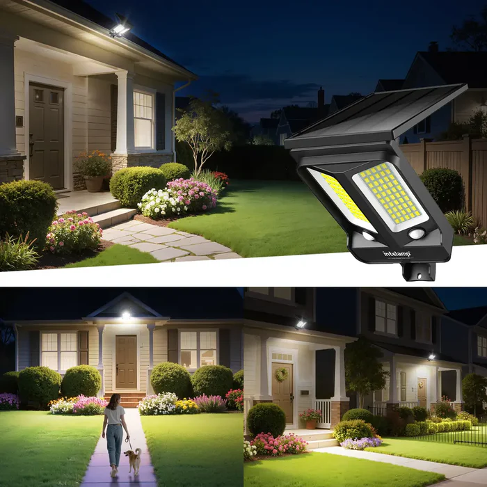 intelamp 1200/3000LM Solar Street Light with Linkable Dual Motion Sensors