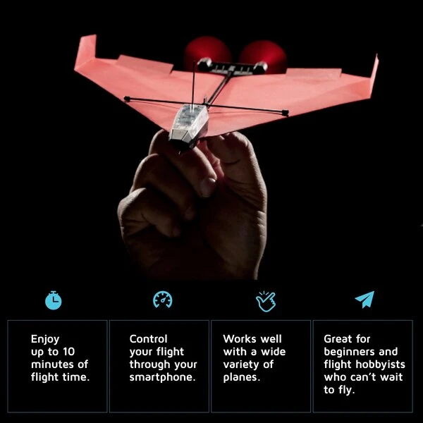 POWERUP 4.0 The Next-Generation Smartphone Controlled Paper Airplane Kit, RC Controlled. Easy to Fly with Autopilot & Gyro Stabilizer. for Hobbyists, Pilots, Tinkerers.