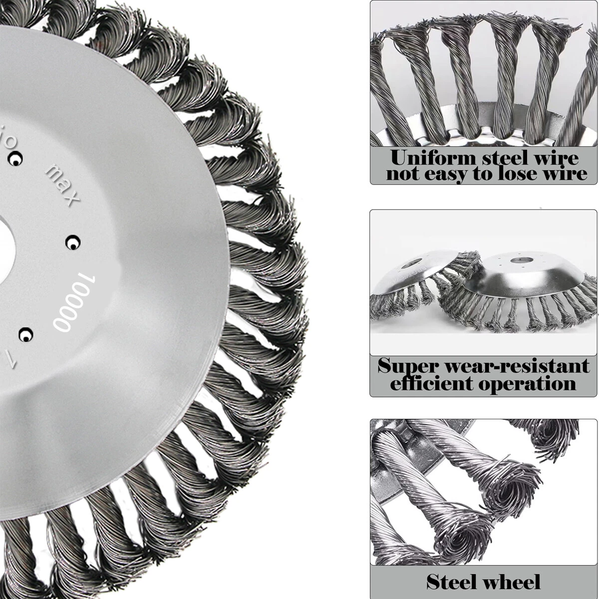 Weed Brush Steel Wire Trimmer Wheel Lawn Mower Head Tool Grass Cutter 6/8 inch