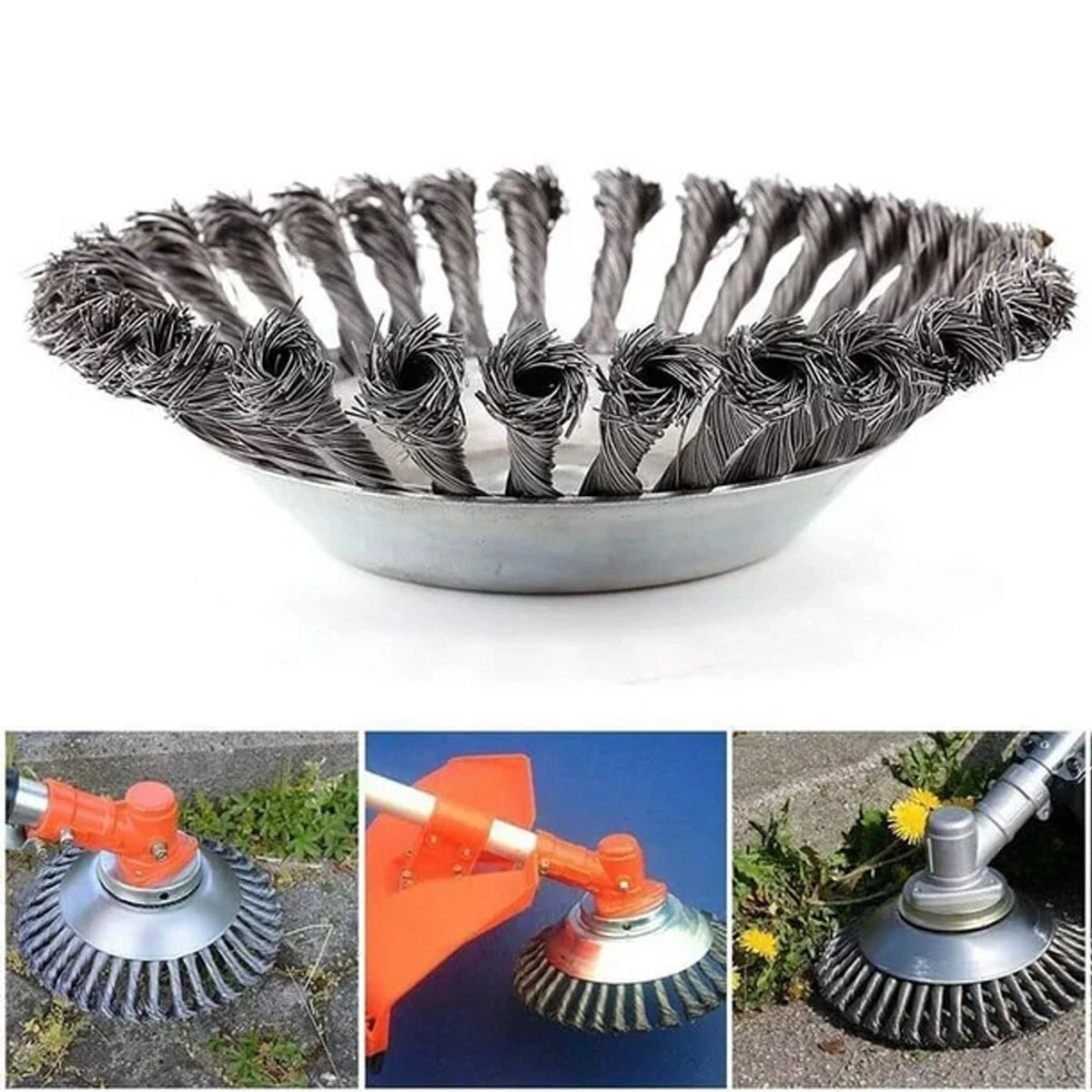 Weed Brush Steel Wire Trimmer Wheel Lawn Mower Head Tool Grass Cutter 6/8 inch