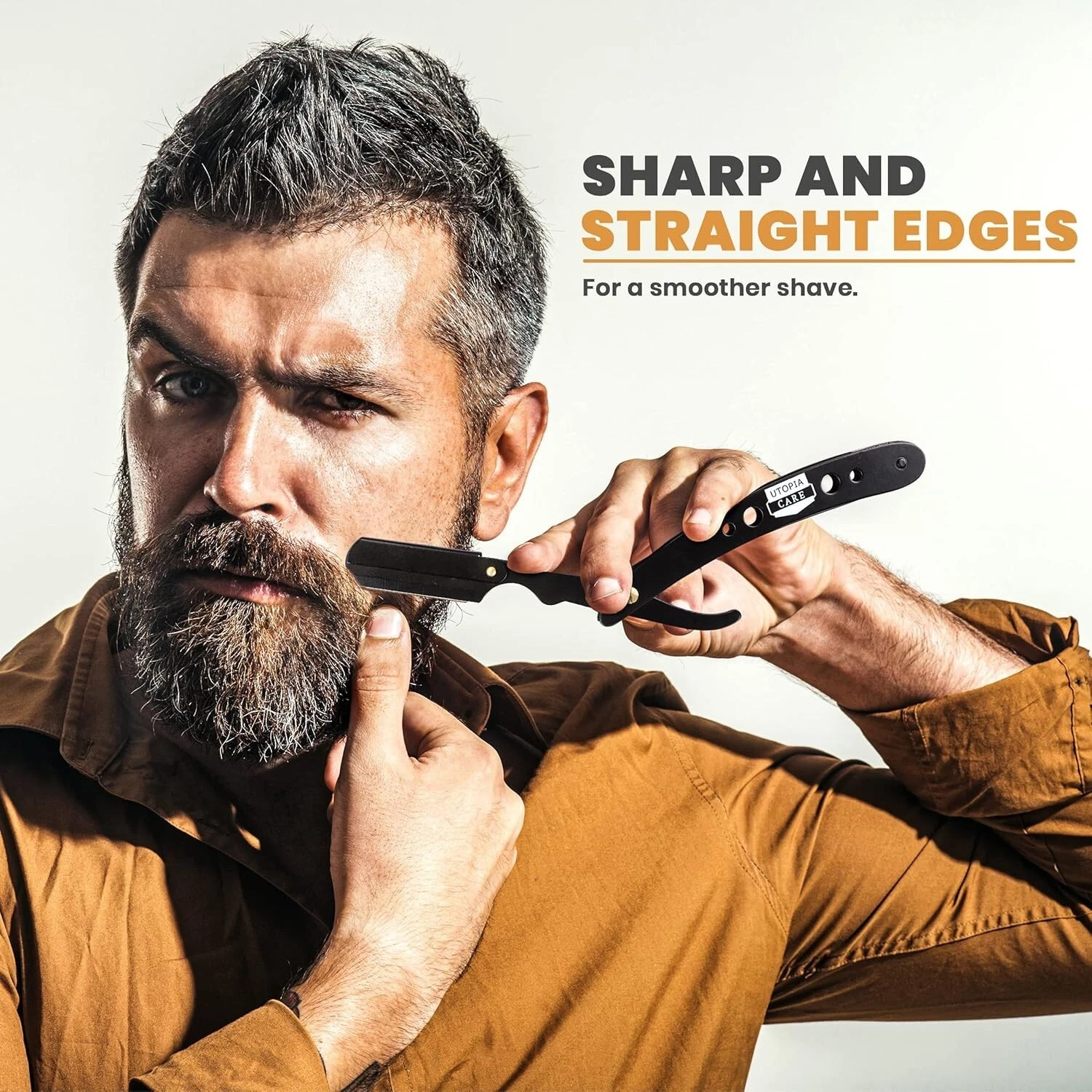 Utopia Care Professional Barber Straight Edge Razor Ergonomic Balanced Grooming Razor 100 PRO