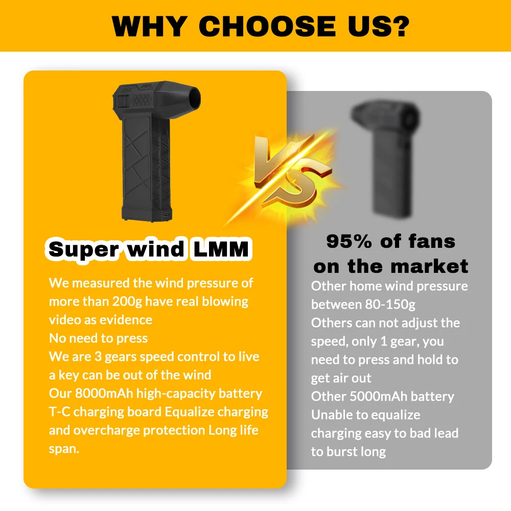 130000RPM Turbo Blower Jet Fan Violent Turbofan Brushless Motor USB Rechargeable