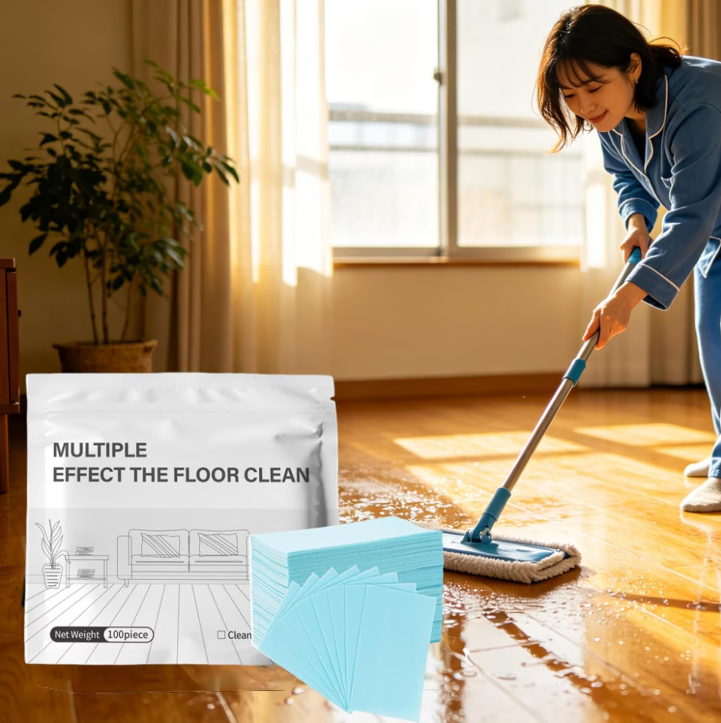100pcs/package Multi Effect Floor Cleaning Slice,Portable Multi-effect Soluble Floor Cleaner Sheet, for Tile and Plank Flooring Surfaces Concentrate Cleaning Slice