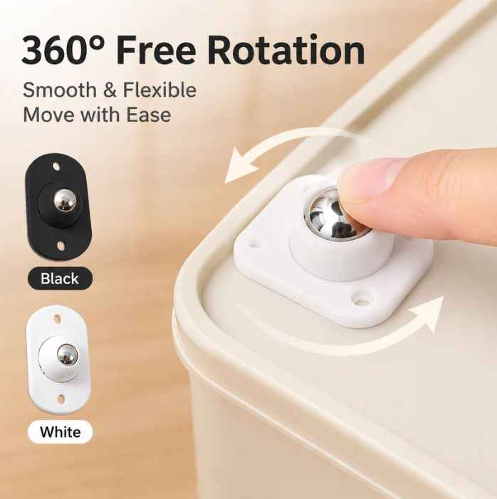 16 Pcs Self Adhesive Mini Caster Wheels 360° Swivel Mini Appliance Rollers Smooth Rotation Appliance Ball Sliders Universal Wheel Transfers for Storage Box Small Furniture Kitchen Appliances