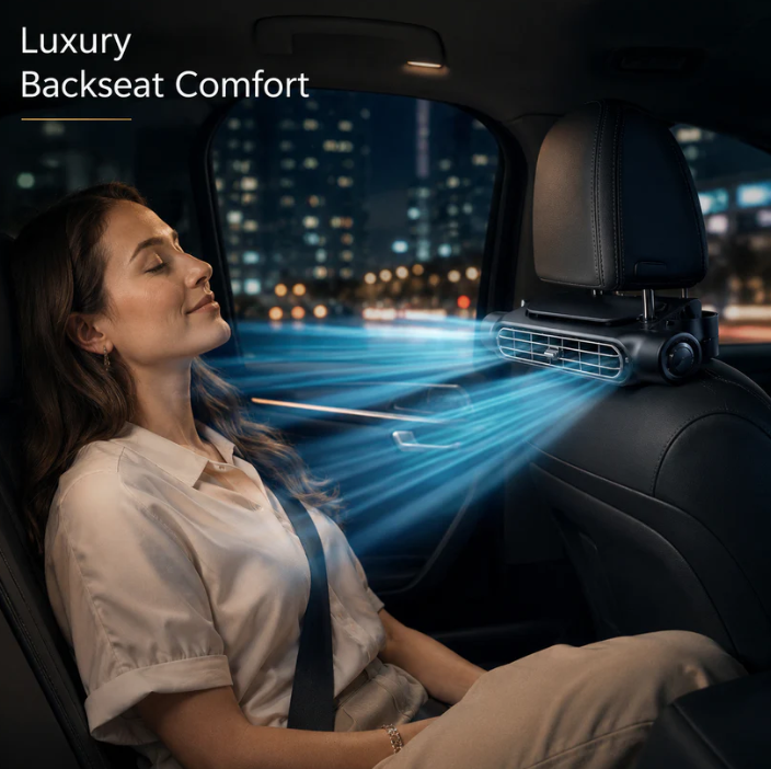 Adjustable Car Fan, Portable Car Seat Cooler, Front Passenger Friendly, Three Speed Settings, 3000mah Battery, Suv, RV, Boat Compatible, Clip Fan Rechargeable
