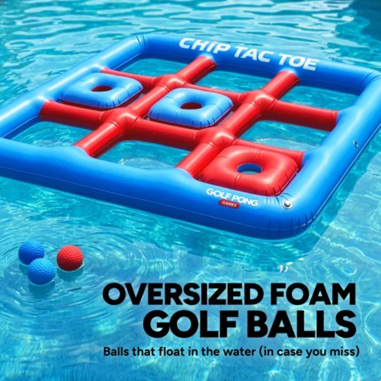 Chip Tac Toe Floating Pool Game - 4FT Inflatable Tic Tac Toe Pool Toy for Adults & Teens, Outdoor Games, Pool Party Games, Backyard Games & Yard Games