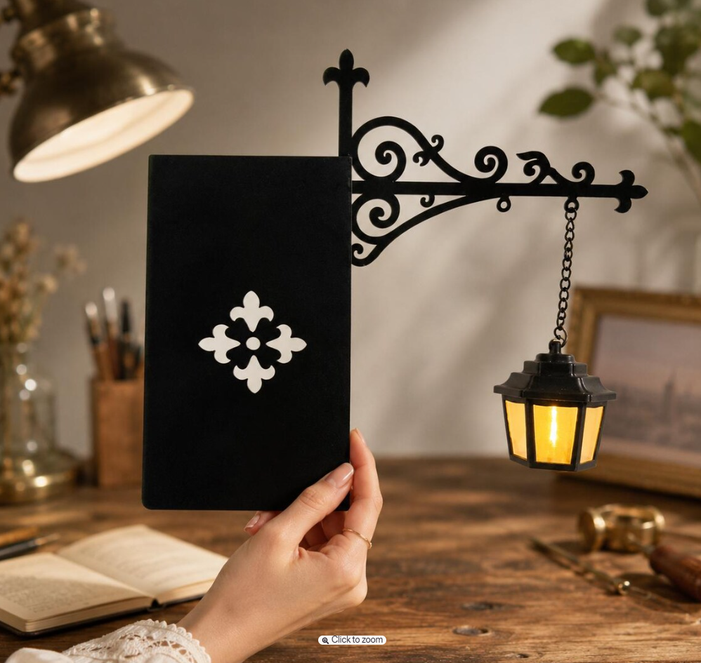 Gothic Bookshelf Lamp, Book Lover Gift, Hanging Lantern or Ghost Light, Cozy Reading Nook Shelf Decor
