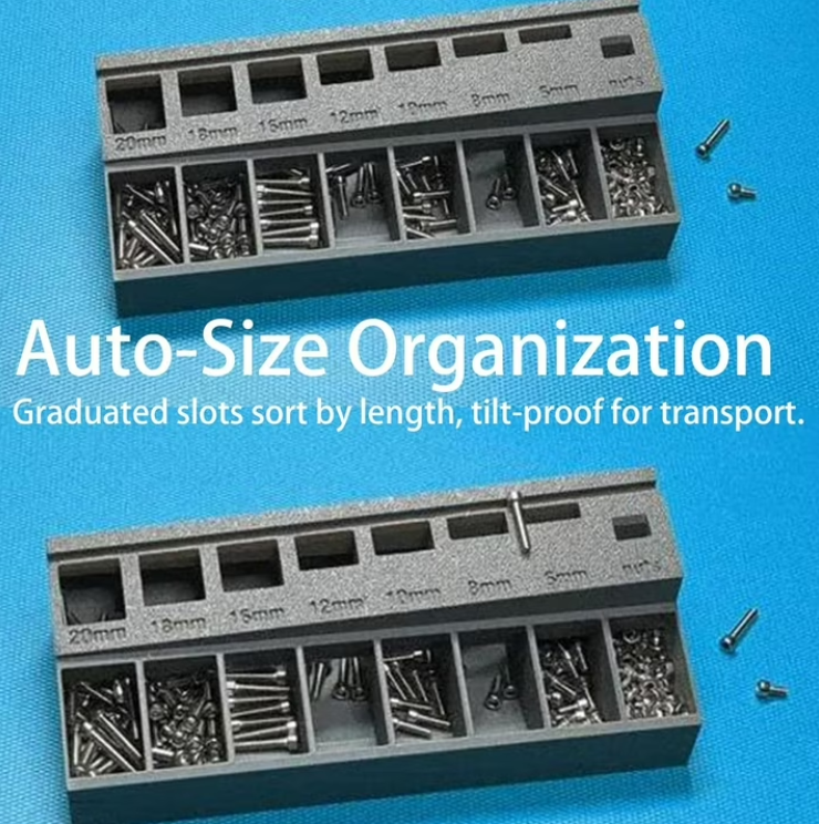 Screw Tray Organiser, Bolt Storage Sorting Box, Hardware Nuts Bolts for Storage and Home, Work, Tool Compartment Organiser Tray, Precise Portable Robust Screw Sorter
