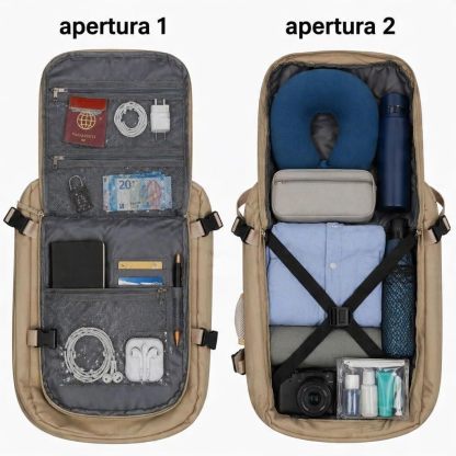 Zaino Bagaglio a Mano 40x30x20 cm con Sacche Sottovuoto e Pompa Manuale, Zaino da Viaggio Salvaspazio