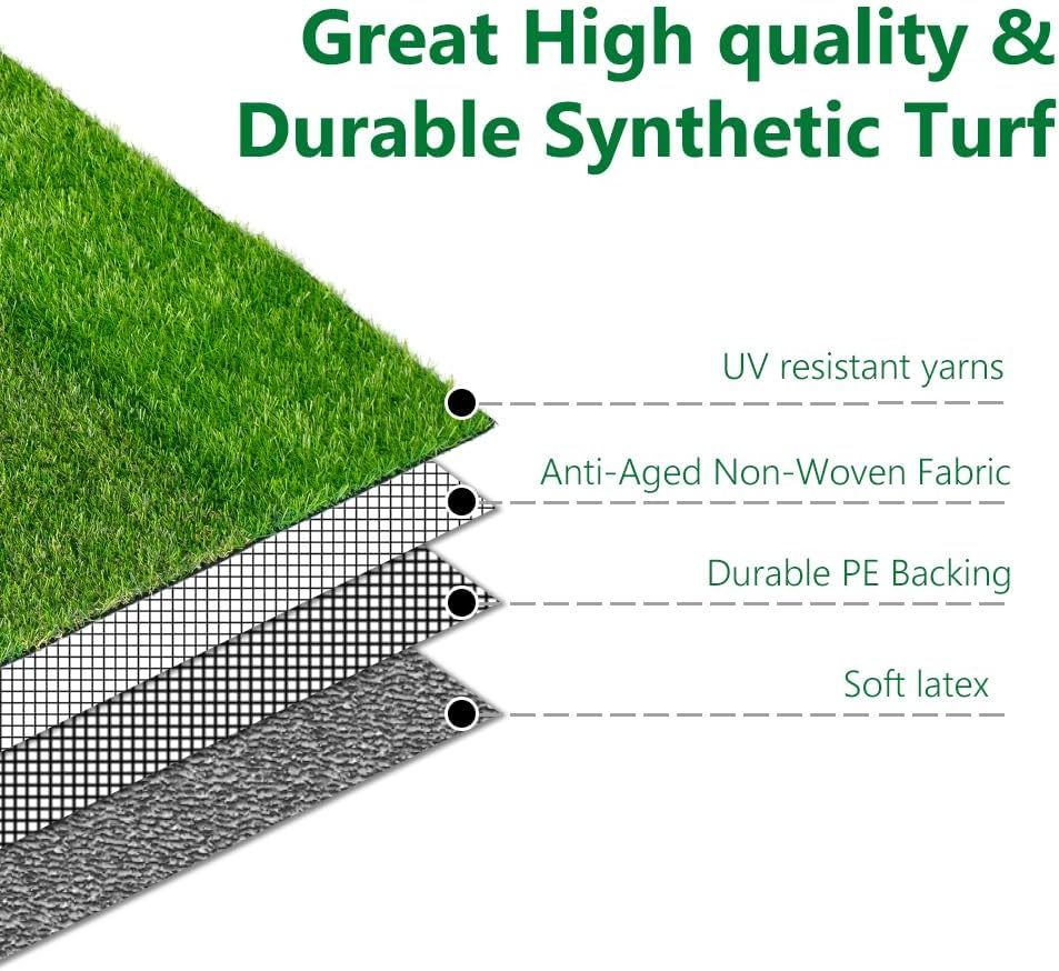 Prato Sintetico 25 x 1 m, Erba Artificiale di Alta Qualità, Aspetto Naturale, Resistente ai Raggi UV, Sistema Drenante, per Giardini, Terrazzi e Balconi