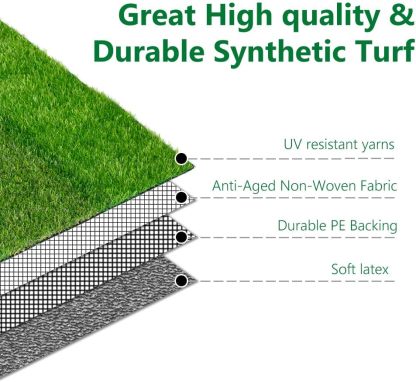 Prato Sintetico 25 x 1 m, Erba Artificiale di Alta Qualità, Aspetto Naturale, Resistente ai Raggi UV, Sistema Drenante, per Giardini, Terrazzi e Balconi