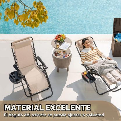 Sedia Zero Gravity da Mare e Giardino con Poggiatesta e Braccioli, Reclinabile e Pieghevole