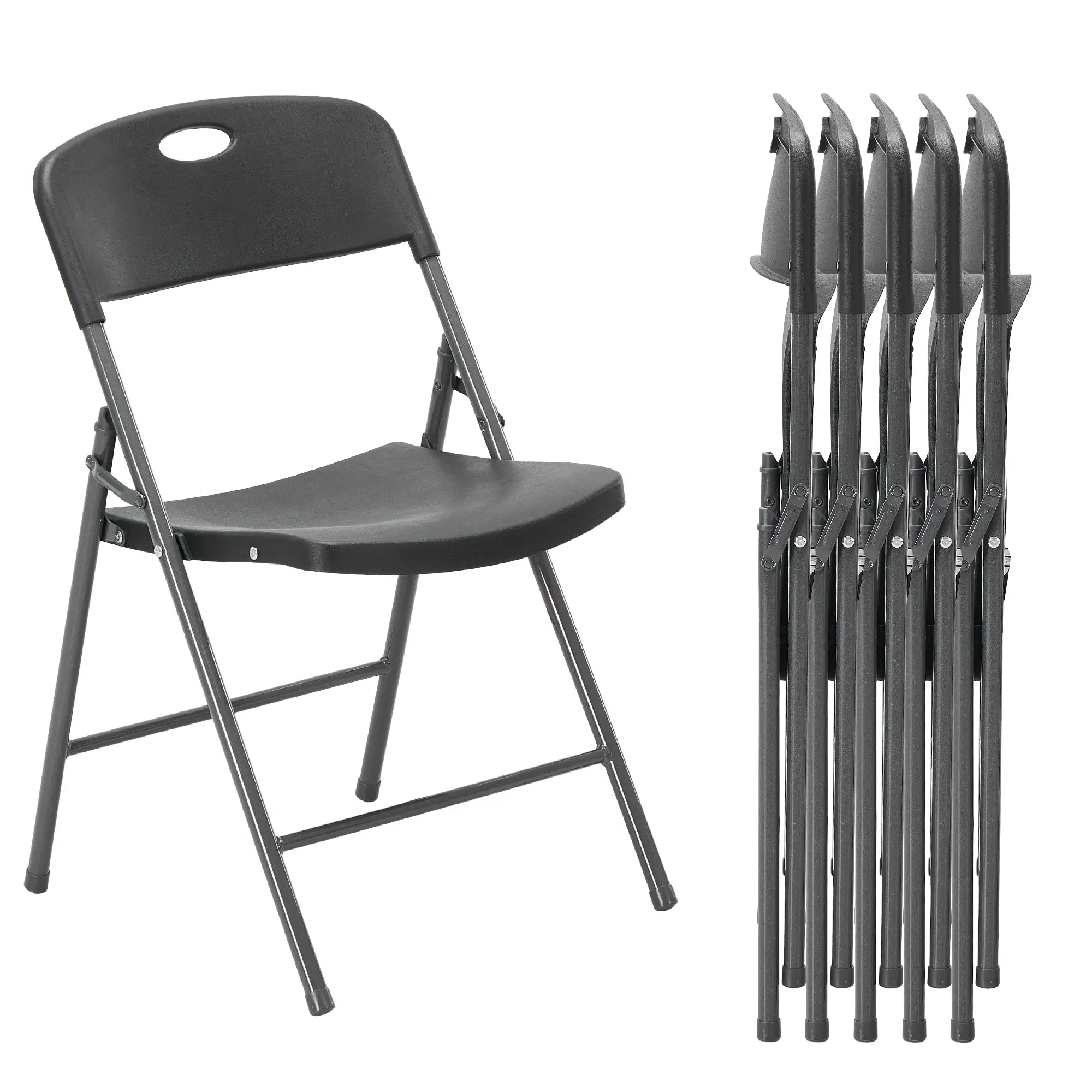 Silla plegable de plástico con respaldo ergonómico