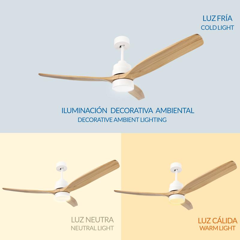 Ventilador de Techo LED | 6 Velocidades, Luz LED Regulable CCT, Mando a Distancia, Modo Verano/Invierno y Temporizador