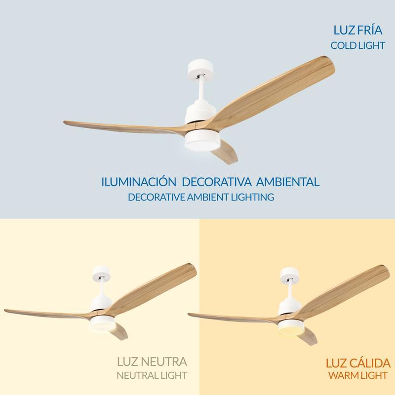 Ventilador de Techo LED | 6 Velocidades, Luz LED Regulable CCT, Mando a Distancia, Modo Verano/Invierno y Temporizador