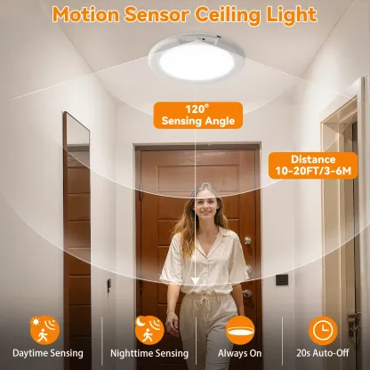 Lámparas de techo LED recargables GIVRYES, paquete de 2, 3 modos de color, sensor de movimiento con control remoto, iluminación inalámbrica magnética a batería, sensor automático y puerto de carga para armario, porche, luces LED