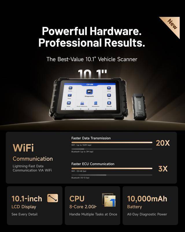 Herramienta de diagnóstico automotriz bidireccional de 10.1" (Escáner OBD2), con función Pass-Thru J2534, codificación de ECU, más de 50 servicios, escaneo completo de sistemas (TopFix AI) y mapeo de topología OE.