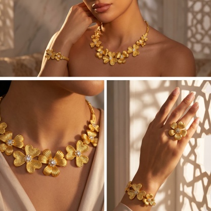 Gold-Tone Bold Blossom Jewelry Set, 4 Pcs