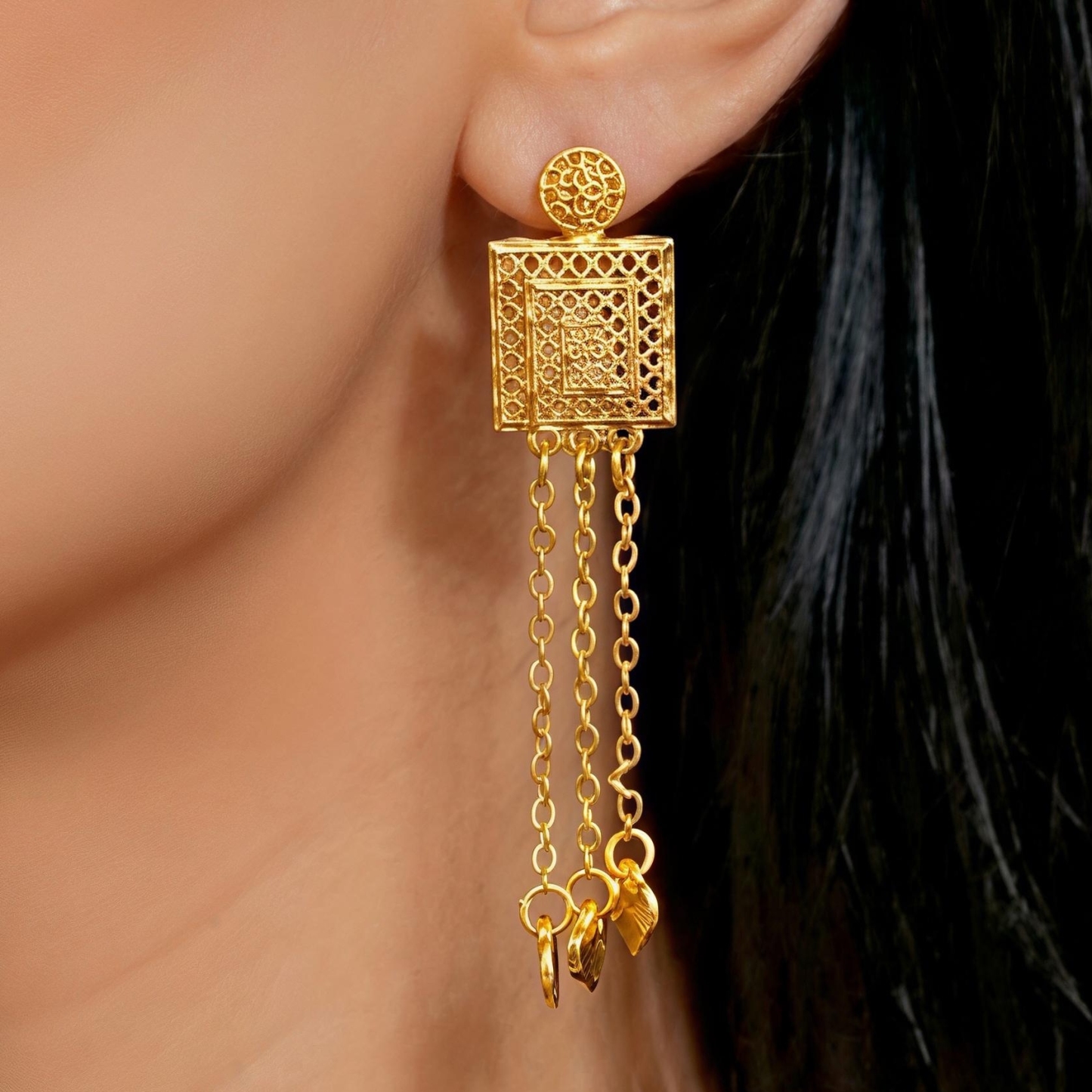 Gold-Tone Geometric Fringe Jewelry Set, 4 Pcs