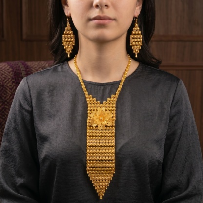 Gold-Tone Classic Bridal Necklace & Earring Set