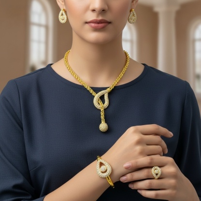 Gold-Tone Teardrop & Sphere Jewelry Set, 4 Pcs