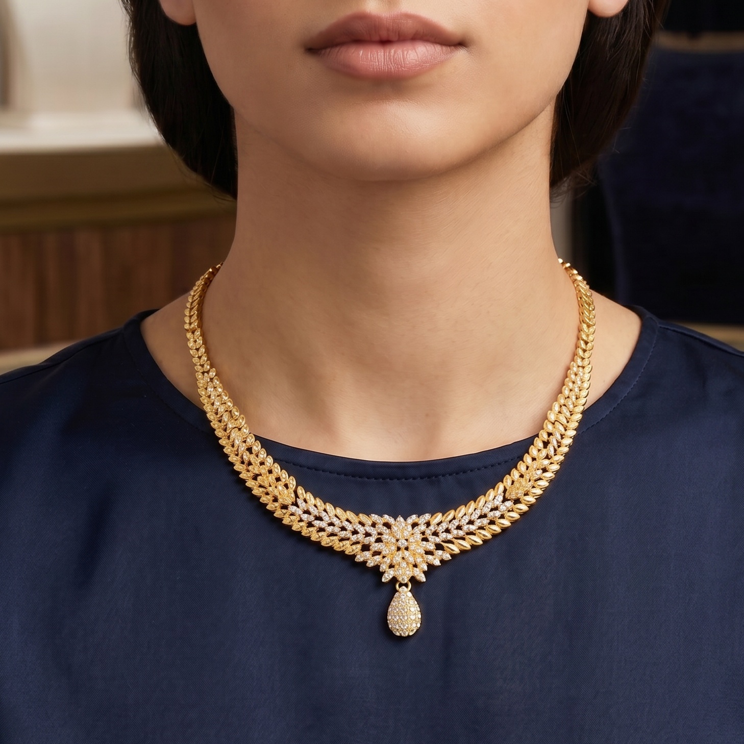 Gold-Tone Floral Teardrop Jewelry Set, 4 Pcs