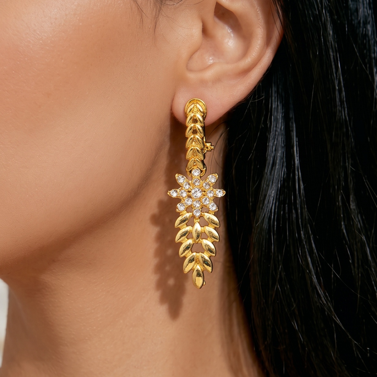 Gold-Tone Floral Teardrop Jewelry Set, 4 Pcs