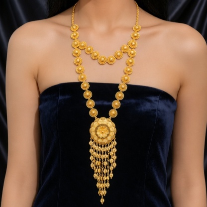 Gold-Tone Blossom Cascade Necklace & Earring Set