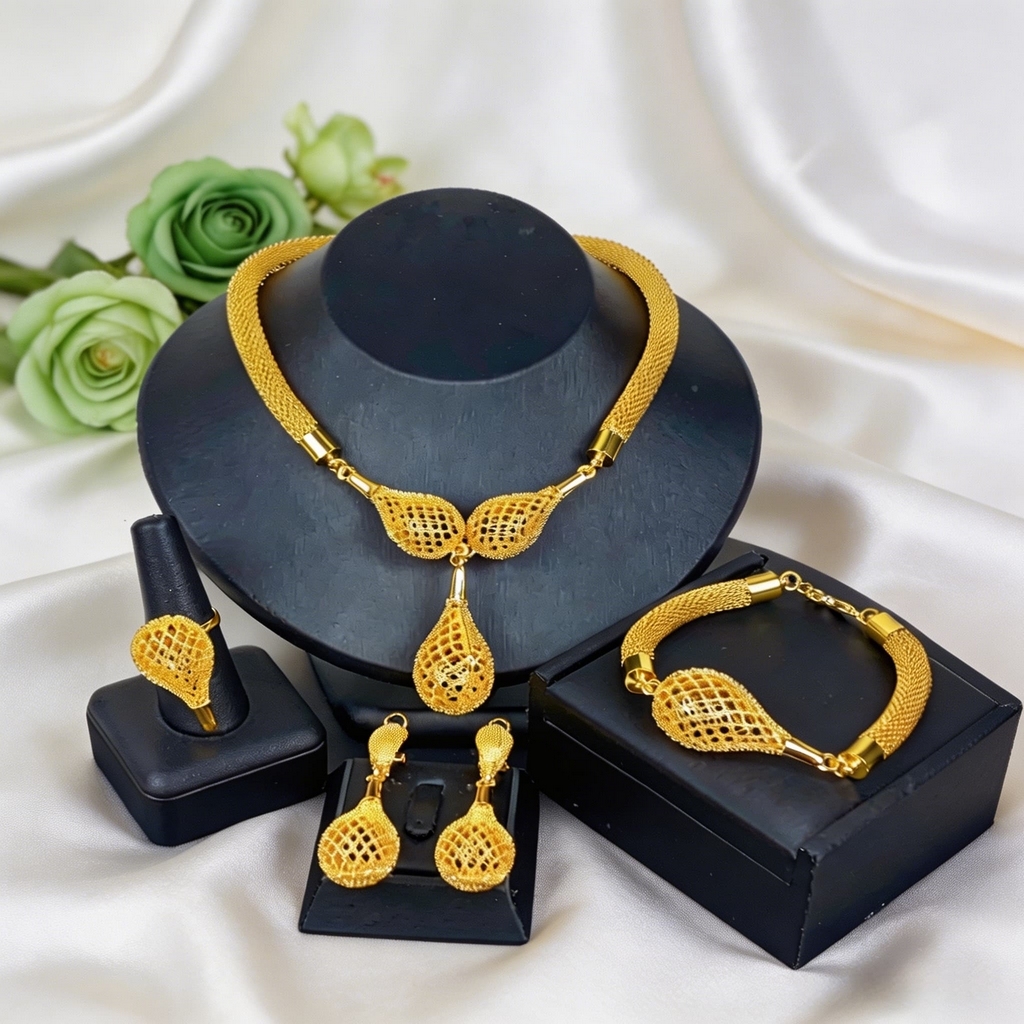 Gold-Tone Bold Round Medallion Jewelry Set, 4 Pcs