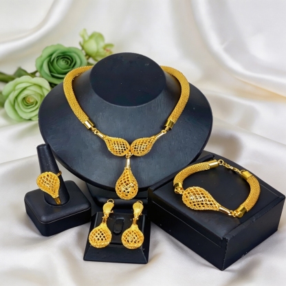 Gold-Tone Bold Round Medallion Jewelry Set, 4 Pcs
