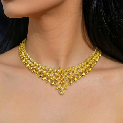 Gold-Tone Wheat Leaf Crystal Jewelry Set, 4 Pcs