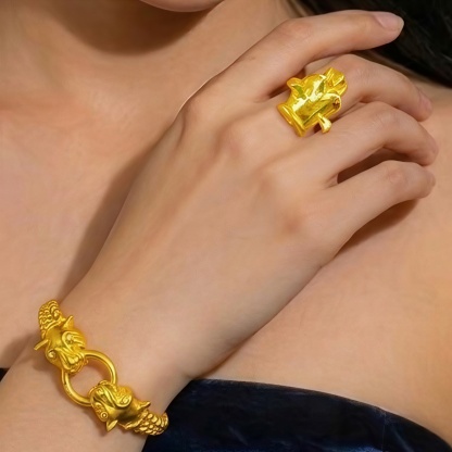 Gold-Tone Animal Link Jewelry Set, 4 Pcs