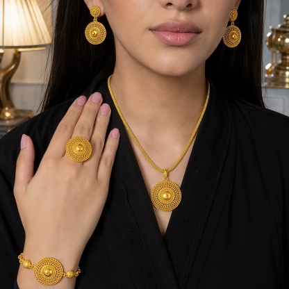 Gold-Tone Round Cutout Jewelry Set, 4 Pcs