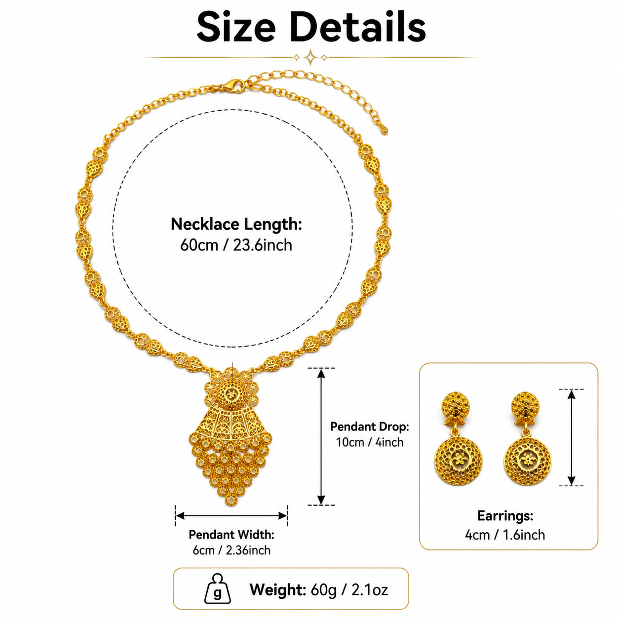 Gold-Tone Filigree Disc & Tassel Necklace & Earring Set