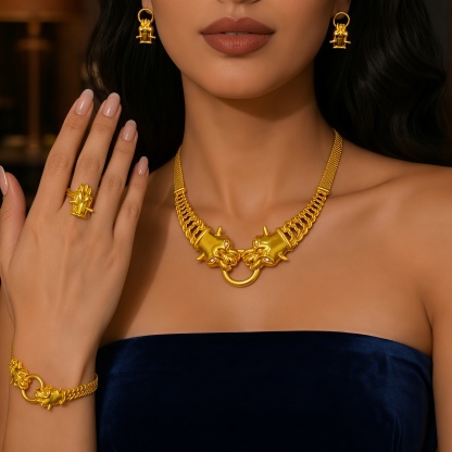 Gold-Tone Animal Link Jewelry Set, 4 Pcs