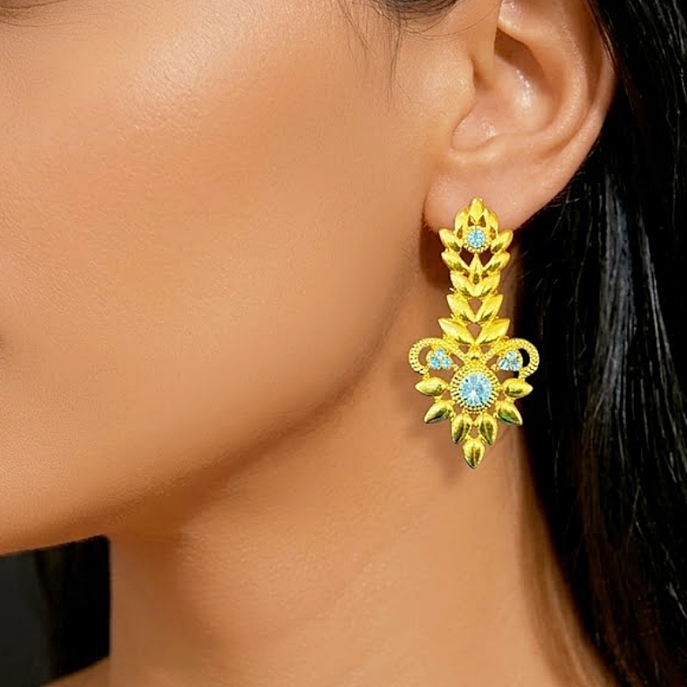 Gold-Tone Crystal Petal Collar Jewelry Set, 4 Pcs