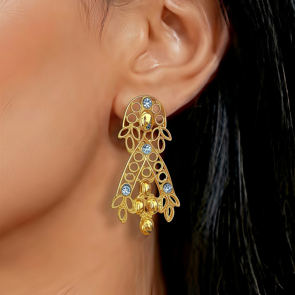 Gold-Tone Crystal Bib Collar Jewelry Set, 4 Pcs