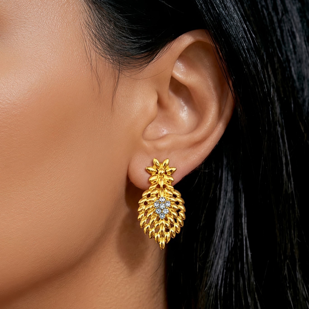 Gold-Tone Ornate Flower Jewelry Set, 4 Pcs