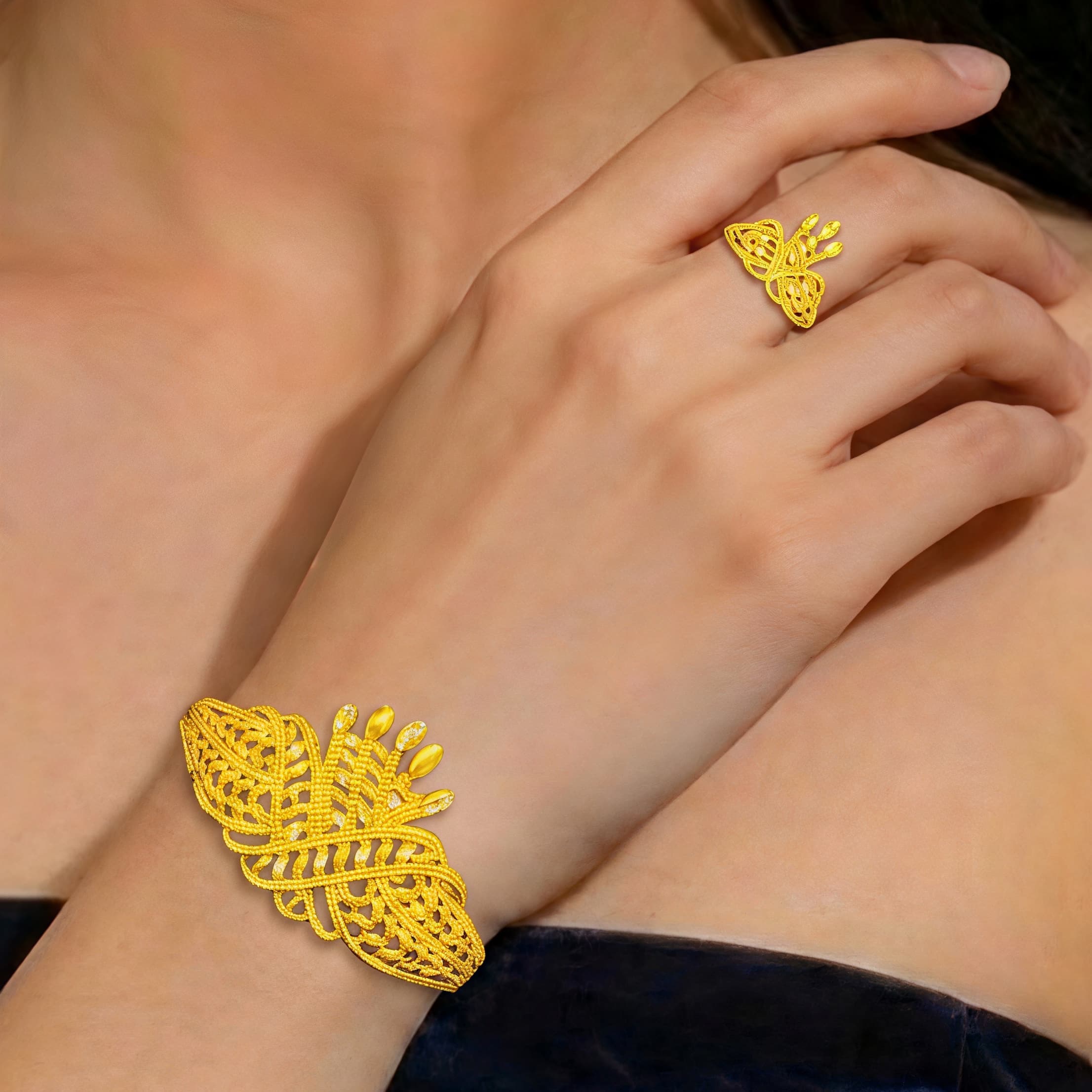 Gold-Tone Wheat Sheaf Tassel Jewelry Set, 4 Pcs