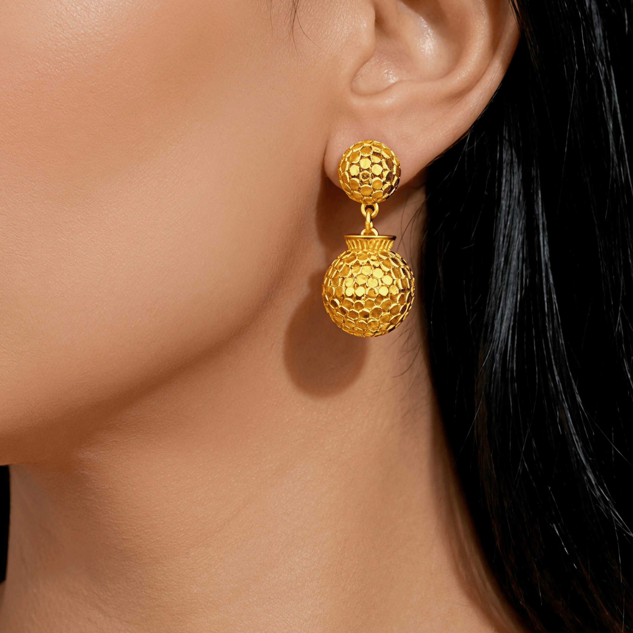 Gold-Tone Layered Geometric Disc Necklace & Earring Set