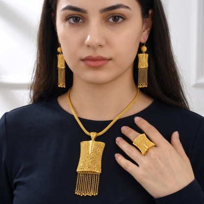 Gold-Tone Chain Fringe Tablet Jewelry Set, 3 Pcs
