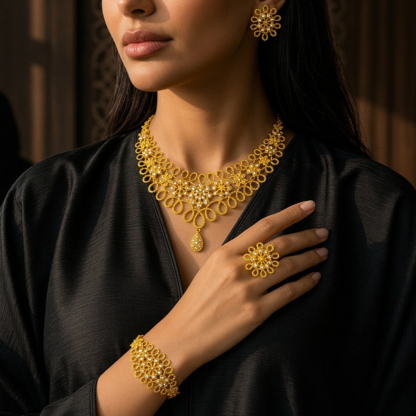 Gold-Tone Polished Classic Jewelry Set, 4 Pcs